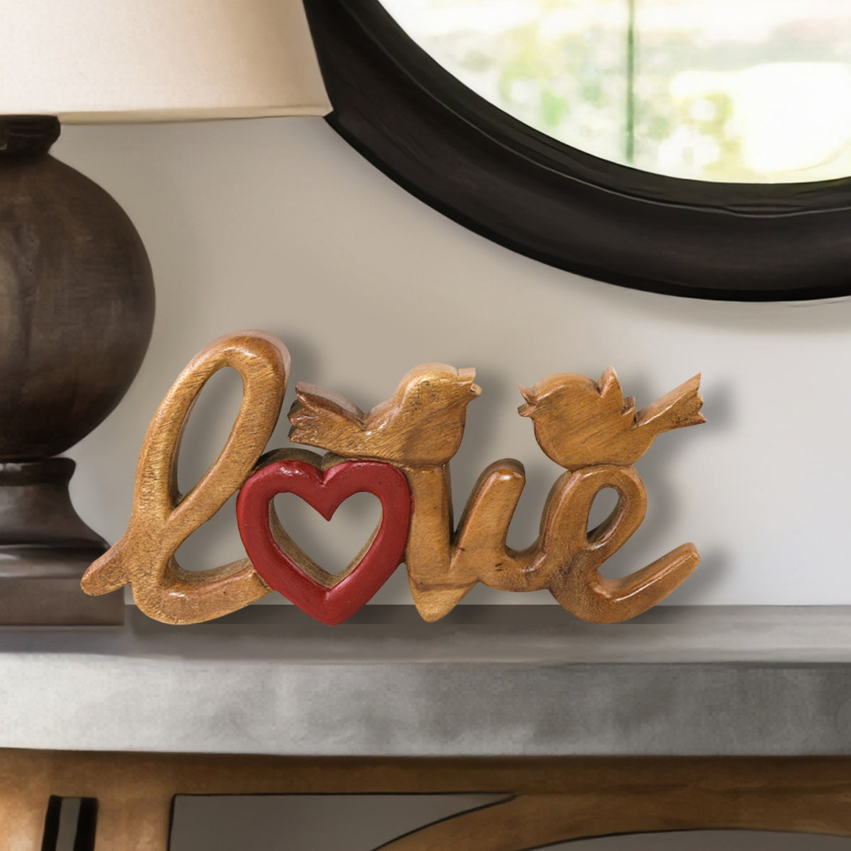 Amber Affection – Hand-Carved Wooden Sculpture, Handmade Decorative Home Art - Decozen