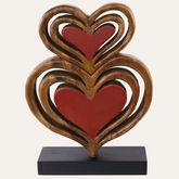 Twin Souls – Handmade Wooden Hearts Sculpture, Symbol of Love - Decozen