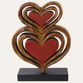 Twin Souls – Handmade Wooden Hearts Sculpture, Symbol of Love - Decozen