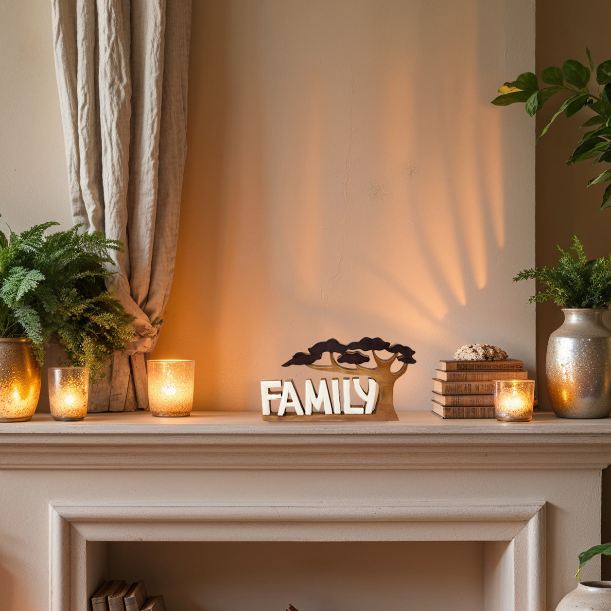 Forever Family – Hand Carved Wooden Sculpture, Handmade Decorative Home Art - Decozen