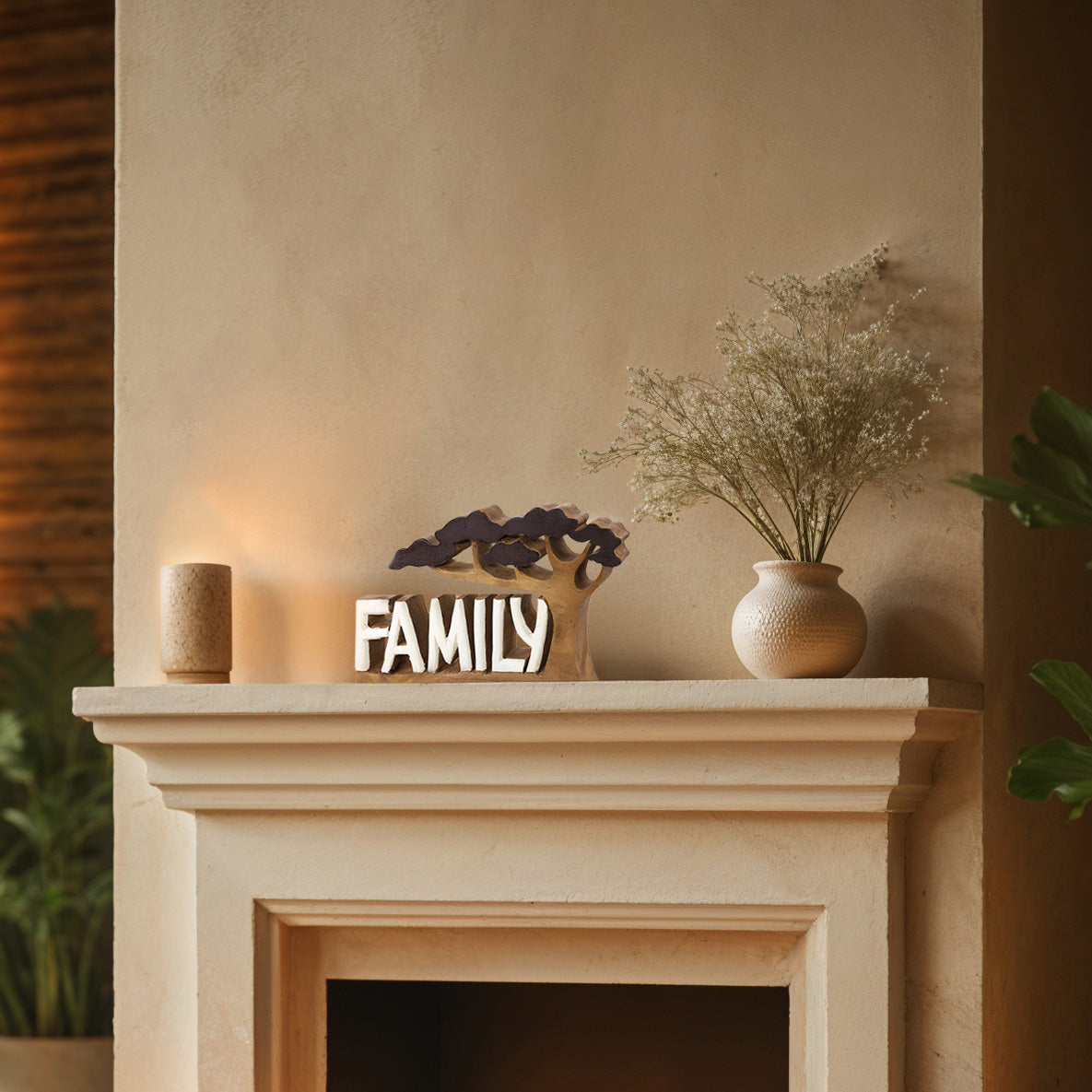 Forever Family – Hand Carved Wooden Sculpture, Handmade Decorative Home Art - Decozen