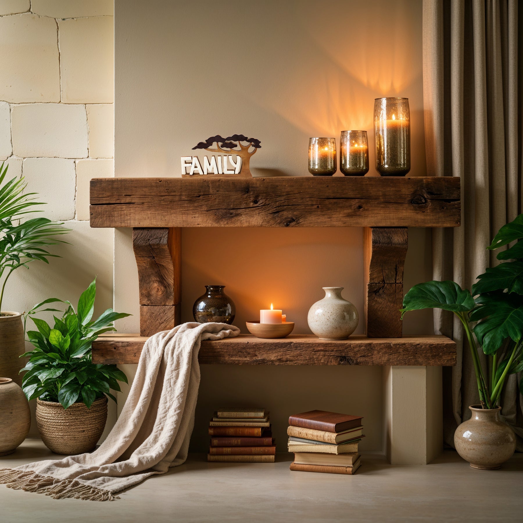 Forever Family – Hand Carved Wooden Sculpture, Handmade Decorative Home Art - Decozen