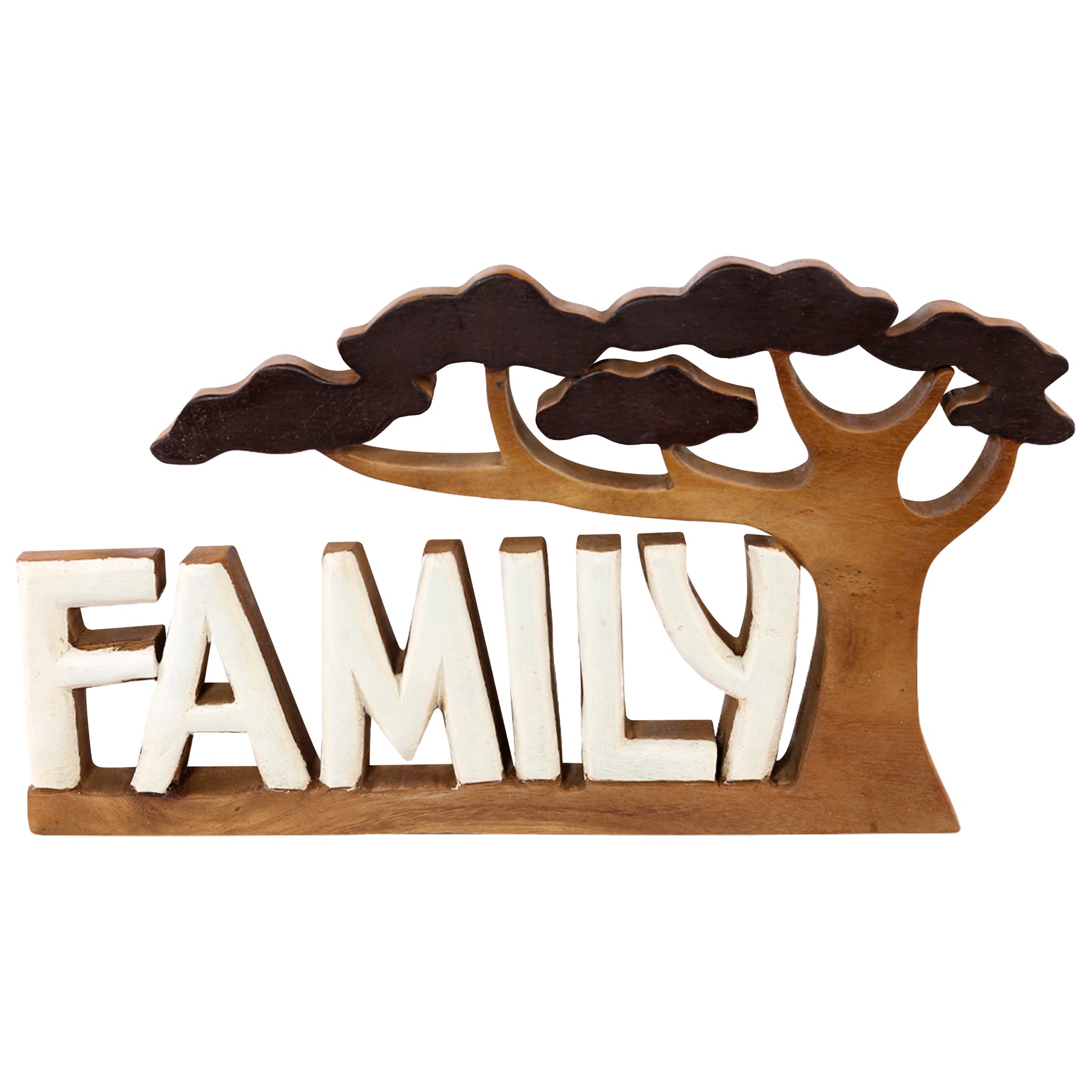 Forever Family – Hand Carved Wooden Sculpture, Handmade Decorative Home Art - Decozen