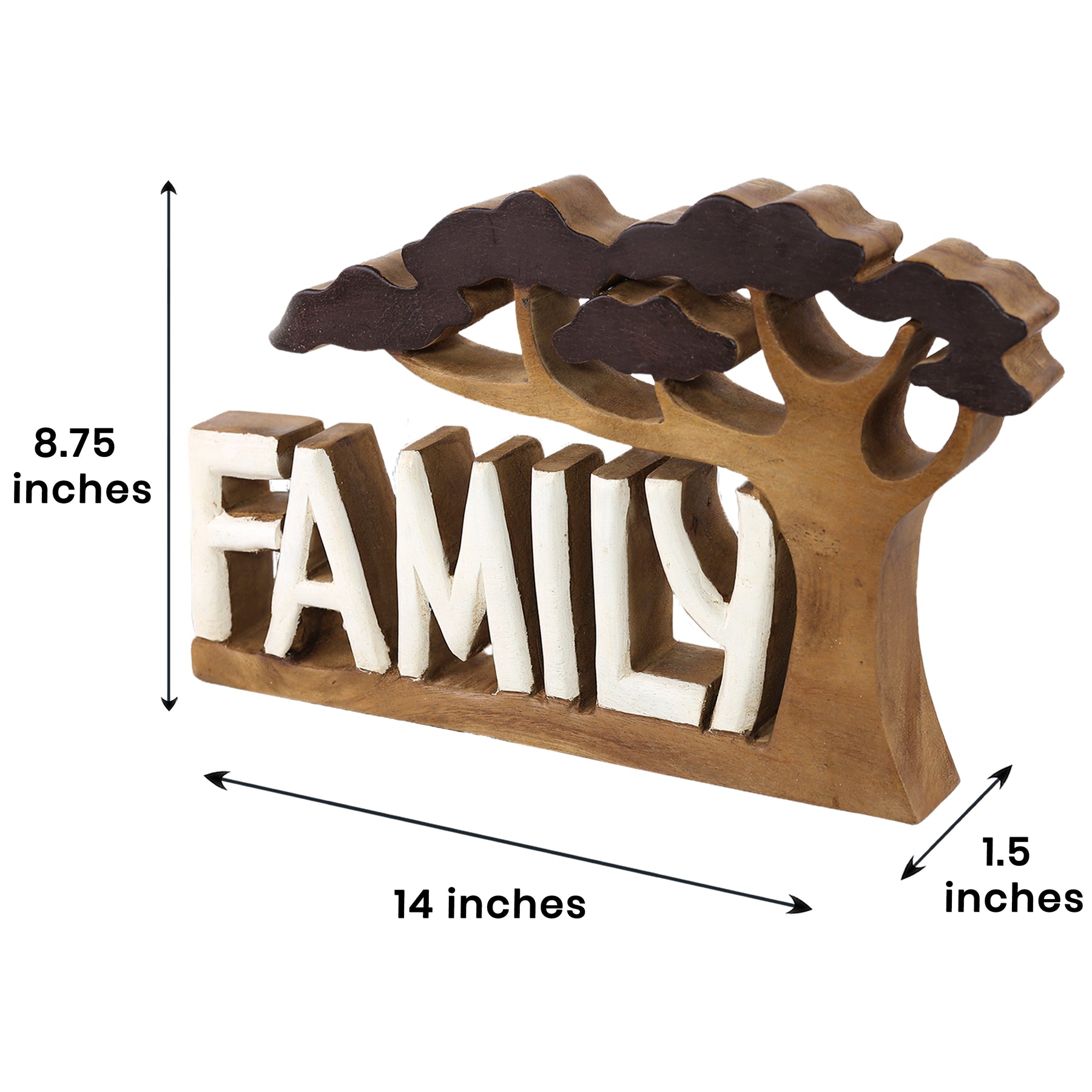 Forever Family – Hand Carved Wooden Sculpture, Handmade Decorative Home Art - Decozen