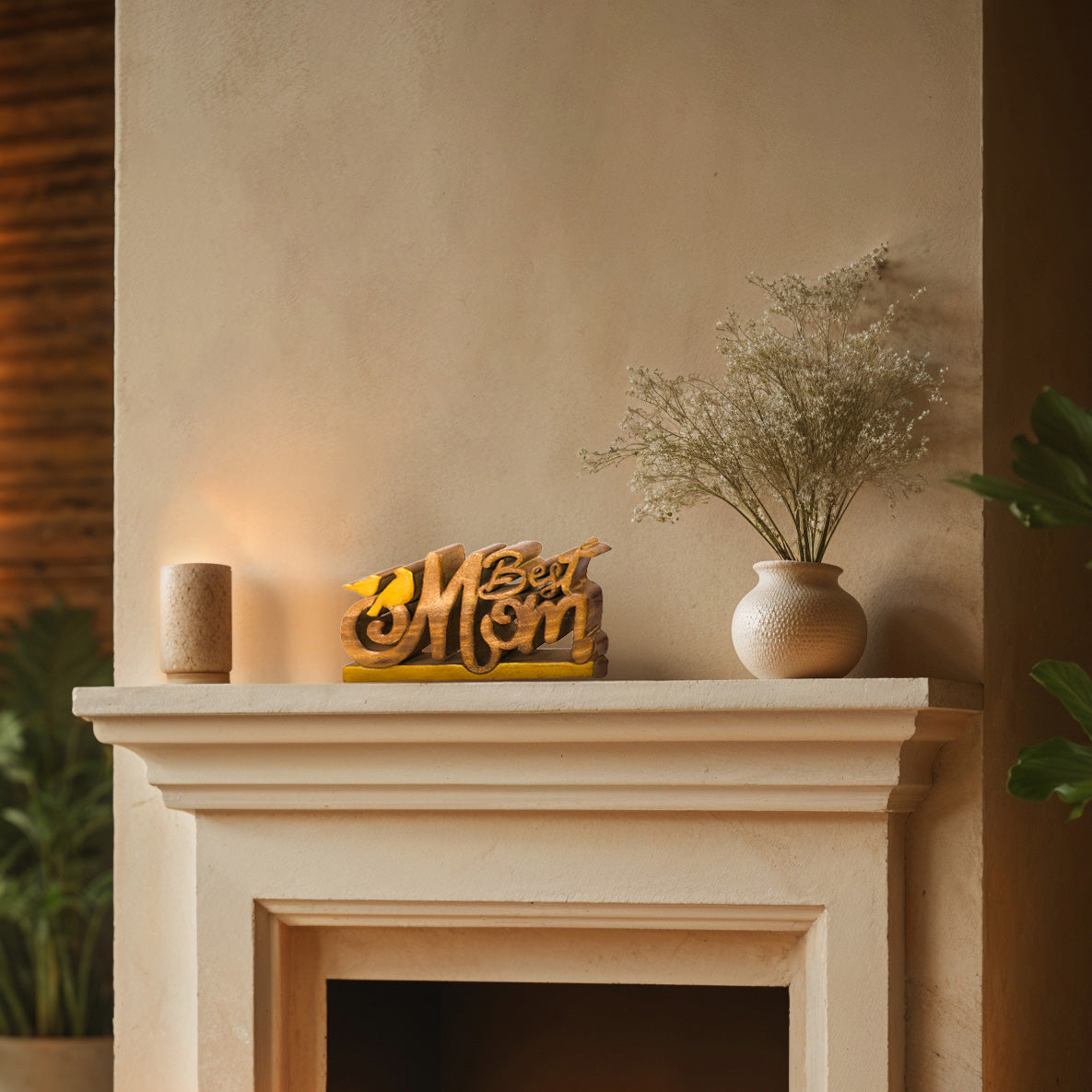 Eternal Love Mom – Handmade Wooden Sculpture, Artistic Mother’s Day Home Decor - Decozen