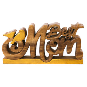 Eternal Love Mom – Handmade Wooden Sculpture, Artistic Mother’s Day Home Decor - Decozen