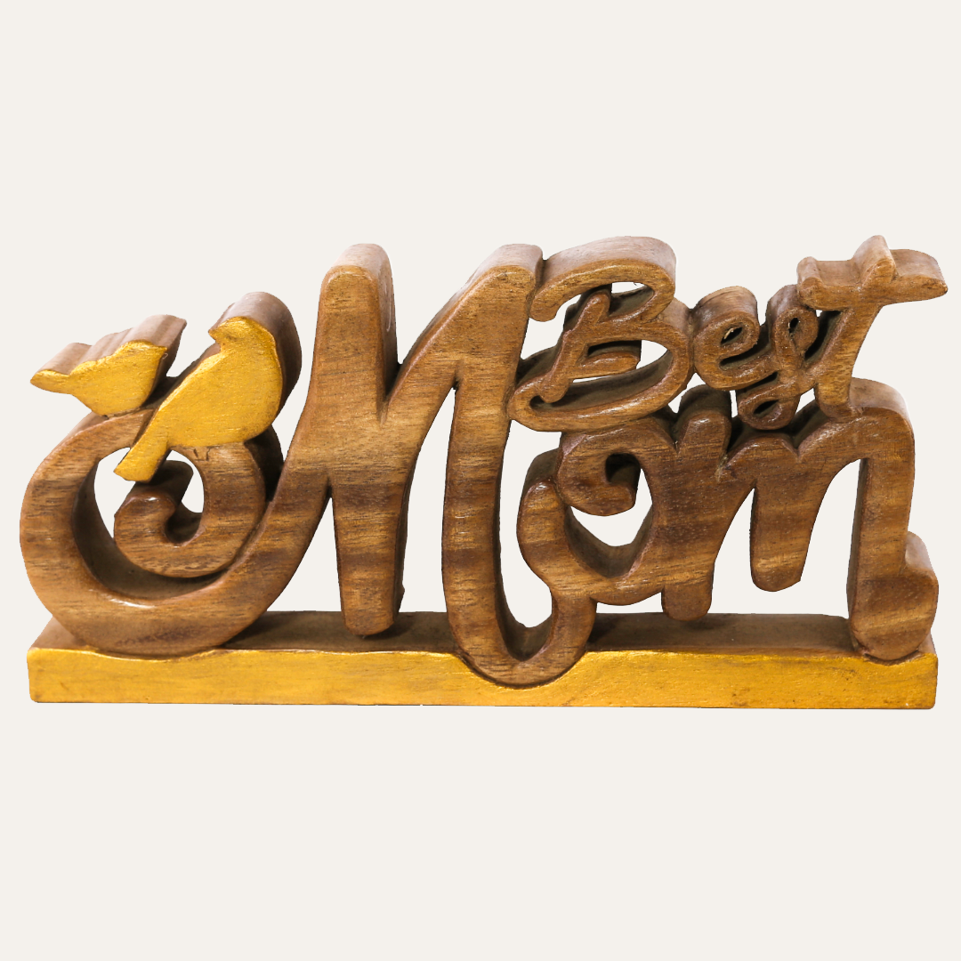 Eternal Love Mom – Handmade Wooden Sculpture, Artistic Mother’s Day Home Decor - Decozen