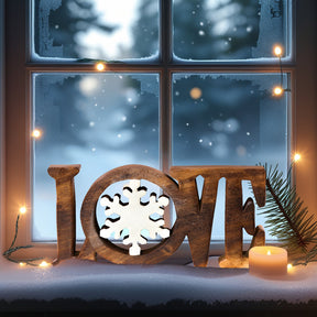Hand-carved wooden sculpture titled Endless Love, handmade decorative wooden décor piece for home by LAY031.