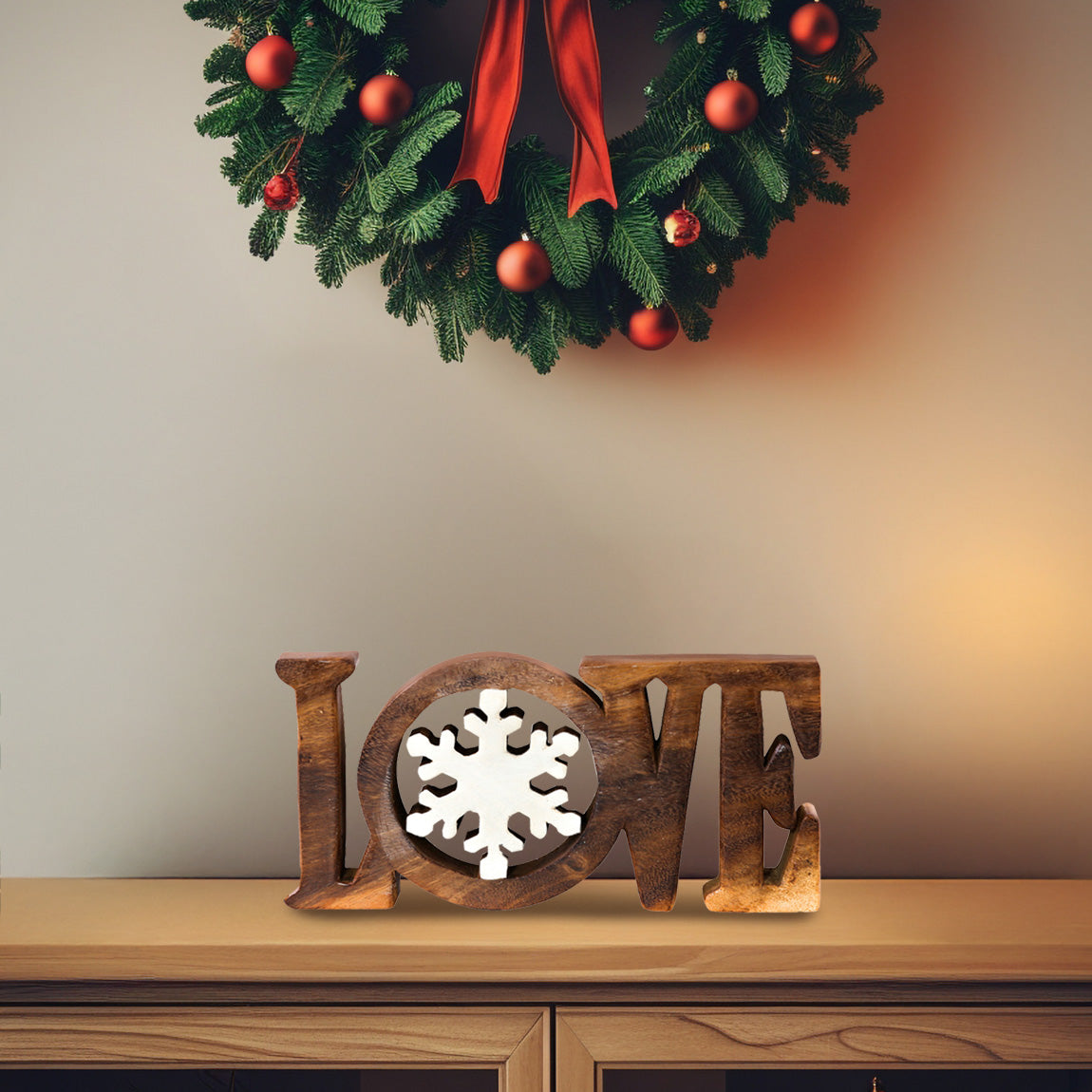 Hand-carved wooden sculpture titled Endless Love, handmade wooden décor by LAY031, decorative home art piece with intricate details.