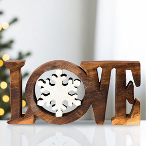 Hand-carved wooden sculpture titled Endless Love by LAY031, featuring intricate handmade decorative wood art for home decor.