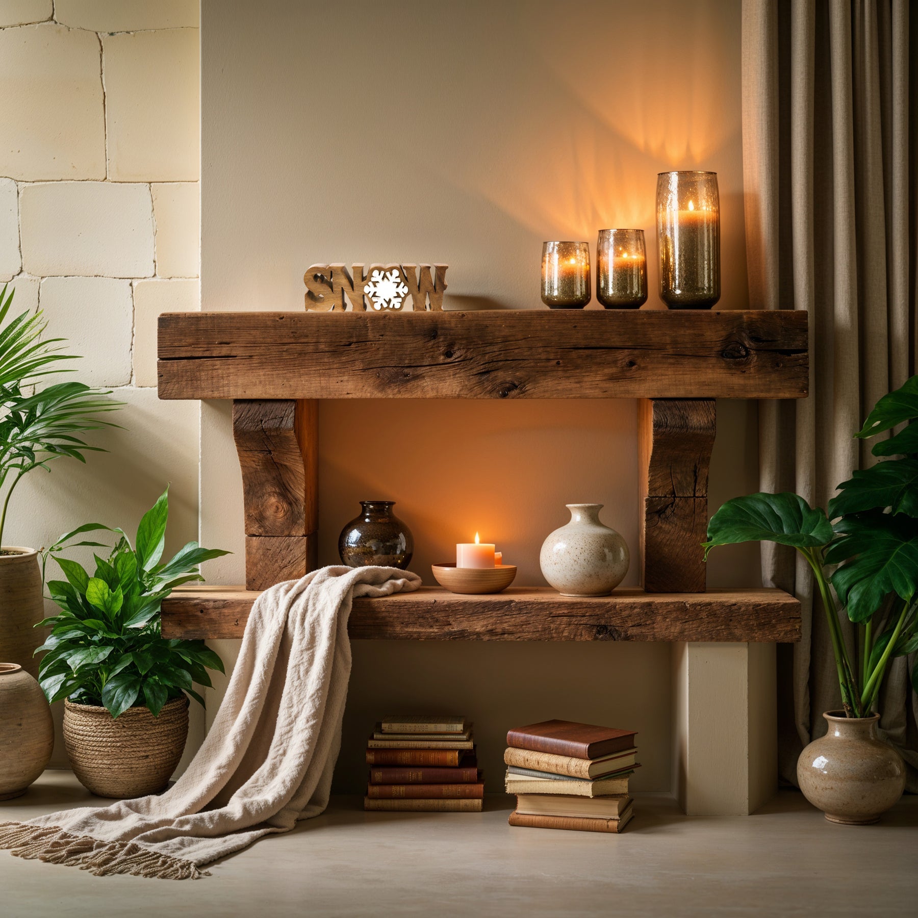 Hand-carved wooden sculpture from LAY033 titled Winter Grace, featuring intricate seasonal home decor details.