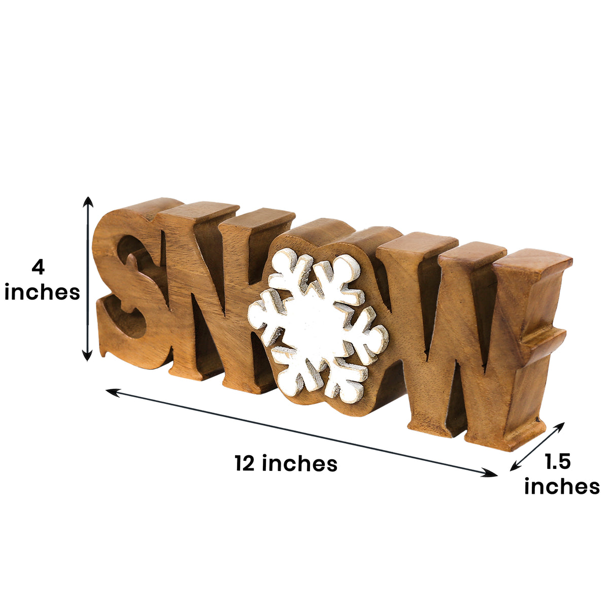 Hand-carved wooden sculpture titled Winter Grace by LAY033, featuring intricate seasonal home decor design in natural wood.