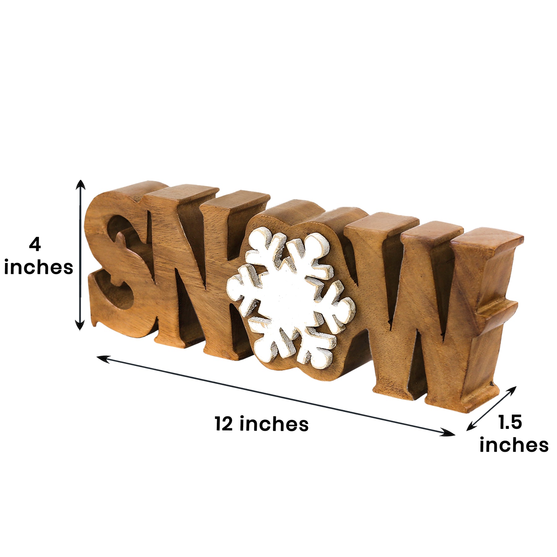 Hand-carved wooden sculpture titled Winter Grace by LAY033, featuring intricate seasonal home decor design in natural wood.