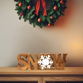 Hand-carved wooden sculpture titled Winter Grace by LAY033, featuring intricate seasonal home decor design.