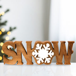 Hand-carved wooden sculpture titled Winter Grace by LAY033, showcasing intricate craftsmanship for seasonal home décor.