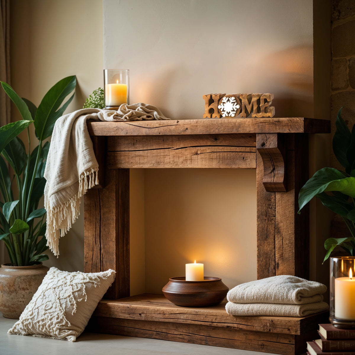 Homestead Harmony handmade wooden sculpture by LAY034, decorative wooden décor piece for home, artistic and handcrafted.