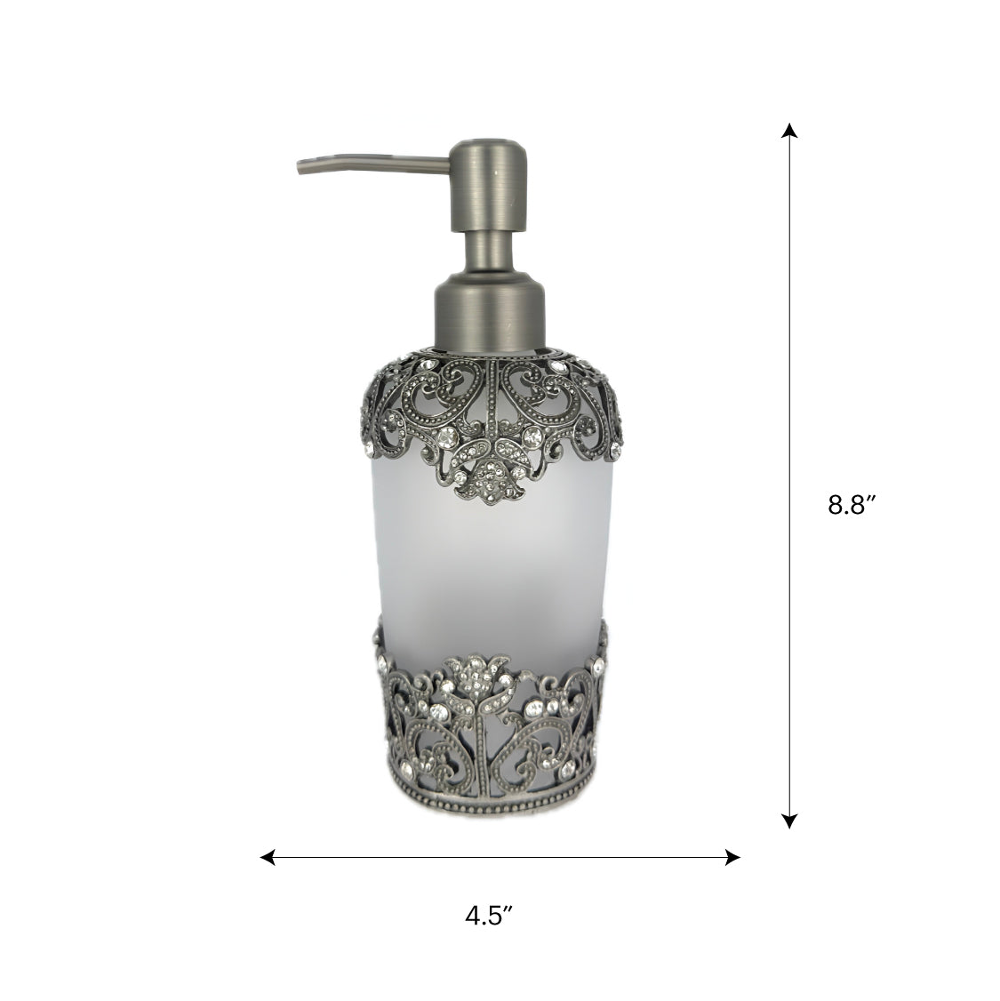 Celestia Glow modern decorative bathroom soap dispenser, handmade lotion dispenser, 9 oz, with elegant design and LB21764RVC branding
