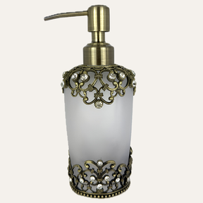 Amara Bliss modern decorative lotion dispenser by LB24585, handmade soap dispenser for bathroom, 9 oz capacity.