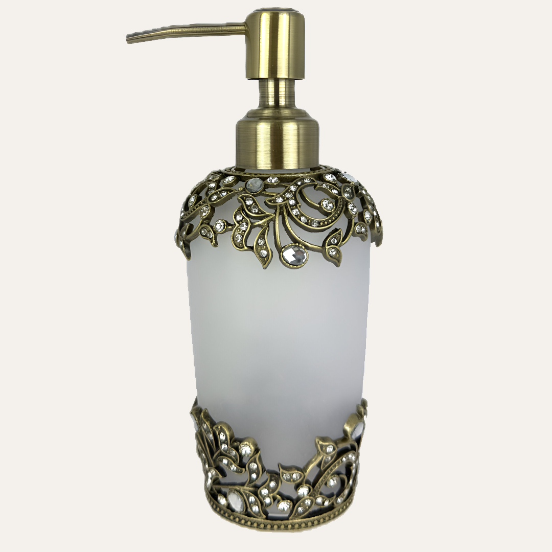 Liora Bloom modern decorative bathroom lotion dispenser by LB24618D, 9 oz handmade soap dispenser with stylish design.