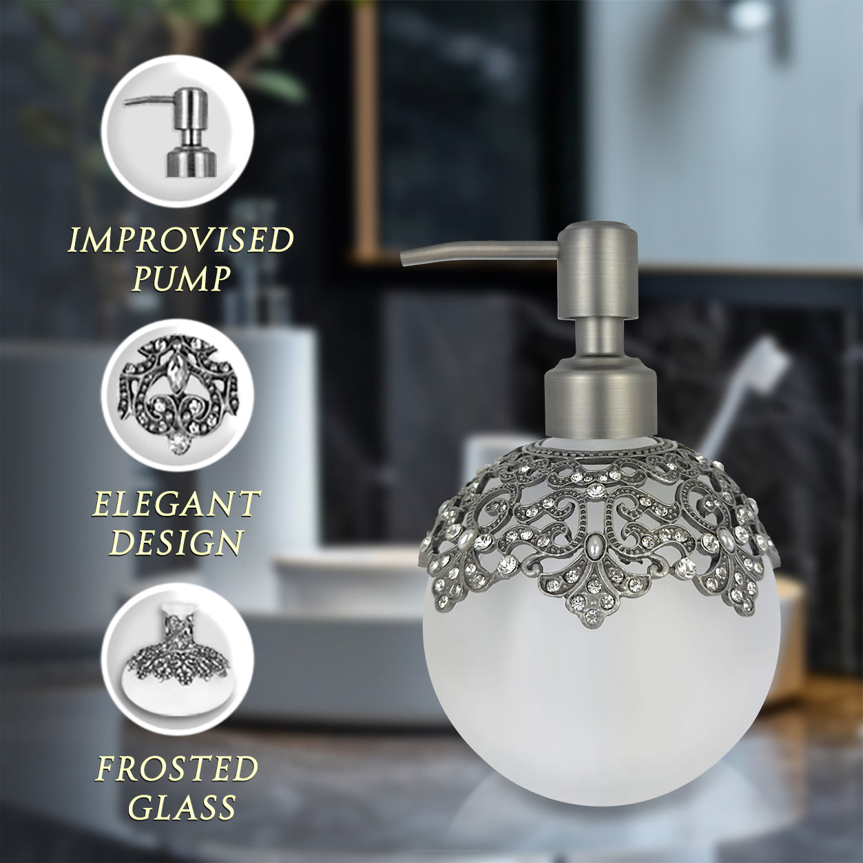 Isolde Essence – Modern Decorative Bathroom Accessory Handmade Soap Dispenser, 12 oz - Decozen