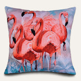 Flamingo printed design throw pillow cover from LD20180010173, featuring vibrant flamingo pattern on a soft cushion cover.