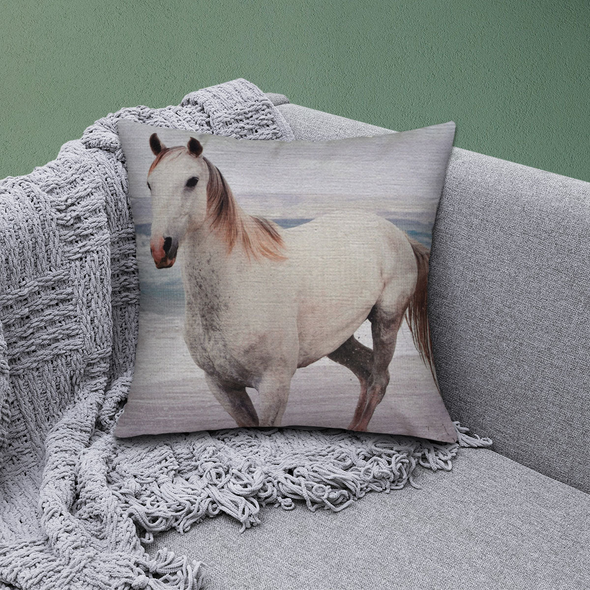 Horse Printed Design Throw Pillow Covers - Decozen