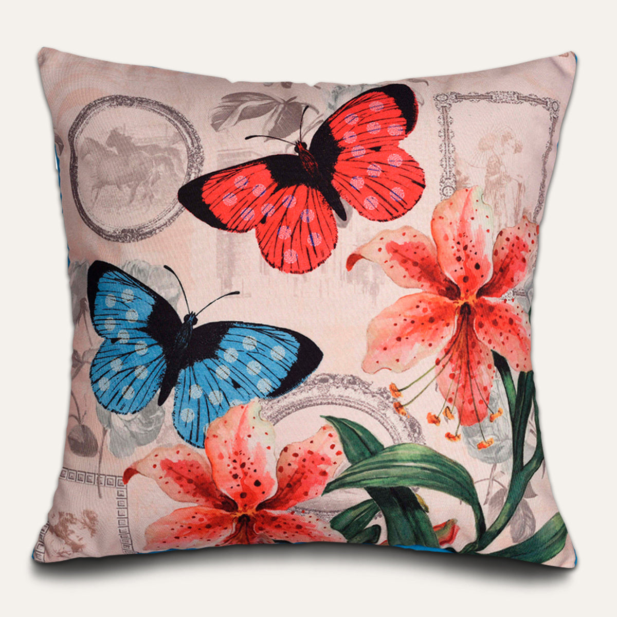 Butterflies printed design throw pillow cover from LD2018013, featuring colorful butterfly patterns on soft cushion fabric.