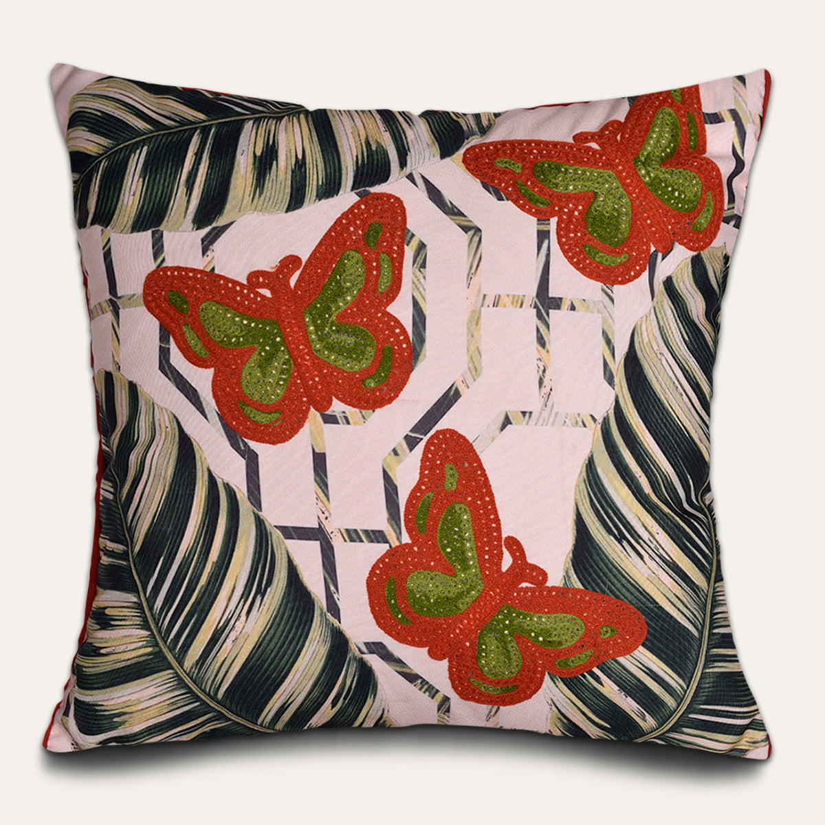 Butterfly printed design throw pillow cover from LD2018056, featuring vibrant butterfly patterns on soft cushion fabric.