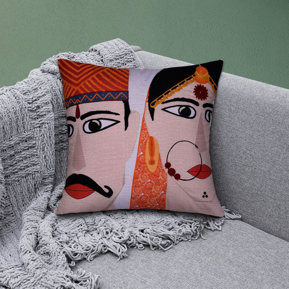 Man and Woman Printed Design Throw Pillow Covers - Decozen