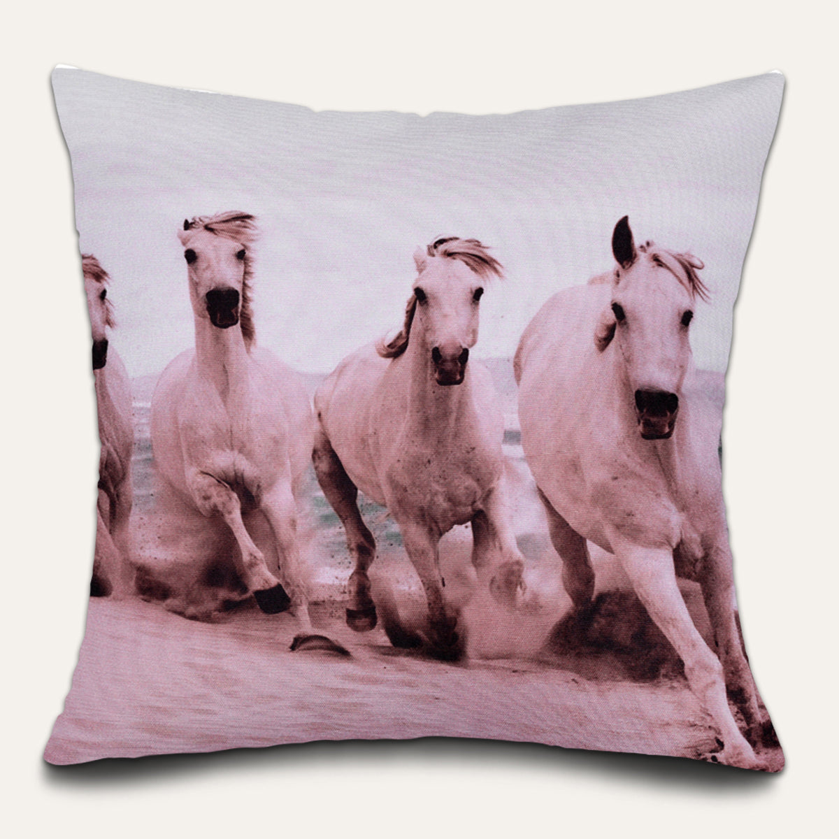 Horse printed design throw pillow cover from LDL0112, featuring detailed horse artwork on a soft cushion cover.