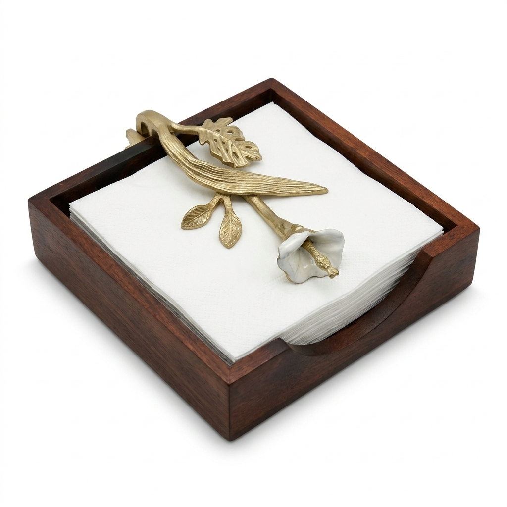 Wooden Napkin Holder – Gold Finish Ornament