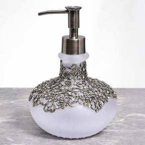 Elegant Haven modern decorative bathroom lotion dispenser by LB 22725, handcrafted soap dispenser for stylish home decor.