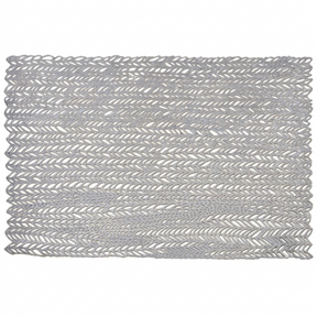 Set of six AMF032-SLV PVC cut out placemats with intricate geometric designs, perfect for enhancing dining table decor.