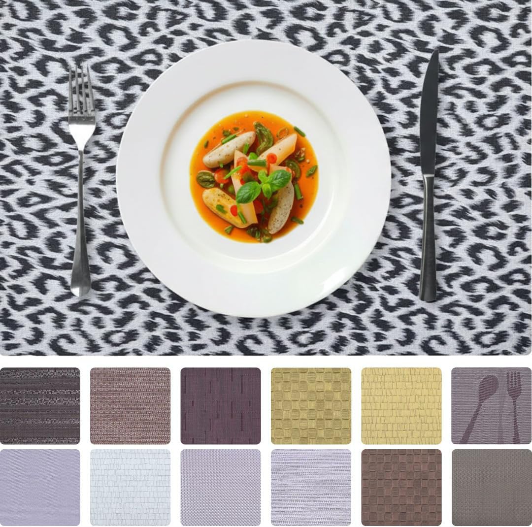 Set of 4 and 6 PVC placemats from 618EVA-6-7-4, showcasing colorful, durable plastic table mats for dining or outdoor use.