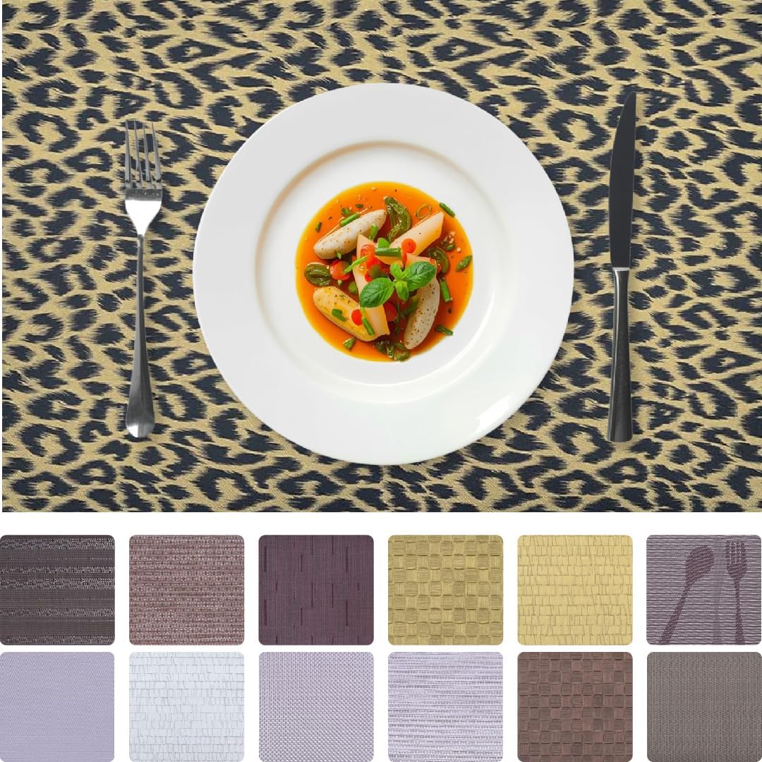 Set of 4 and 6 PVC placemats by 618EVA-6-8-4, showing colorful, durable plastic placemats for table protection and decor.