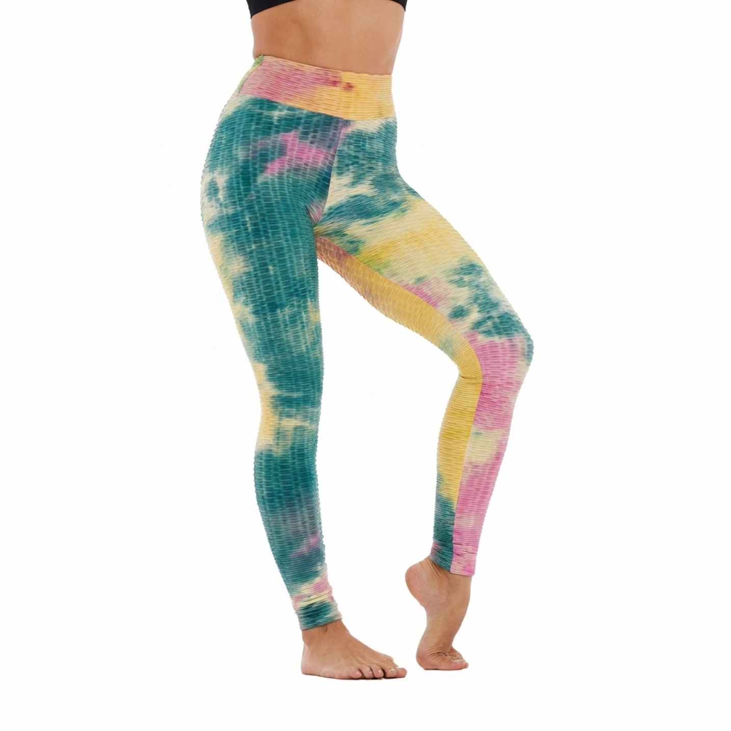 Yogazen Women's High-Waist Capri Leggings – Tummy-Control Yoga Pants (Camo & Brights)