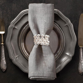 Pearl Majesty – Napkin Rings in Silver Pearl Crystal Design, Luxurious Decorative Dining Table Accent
