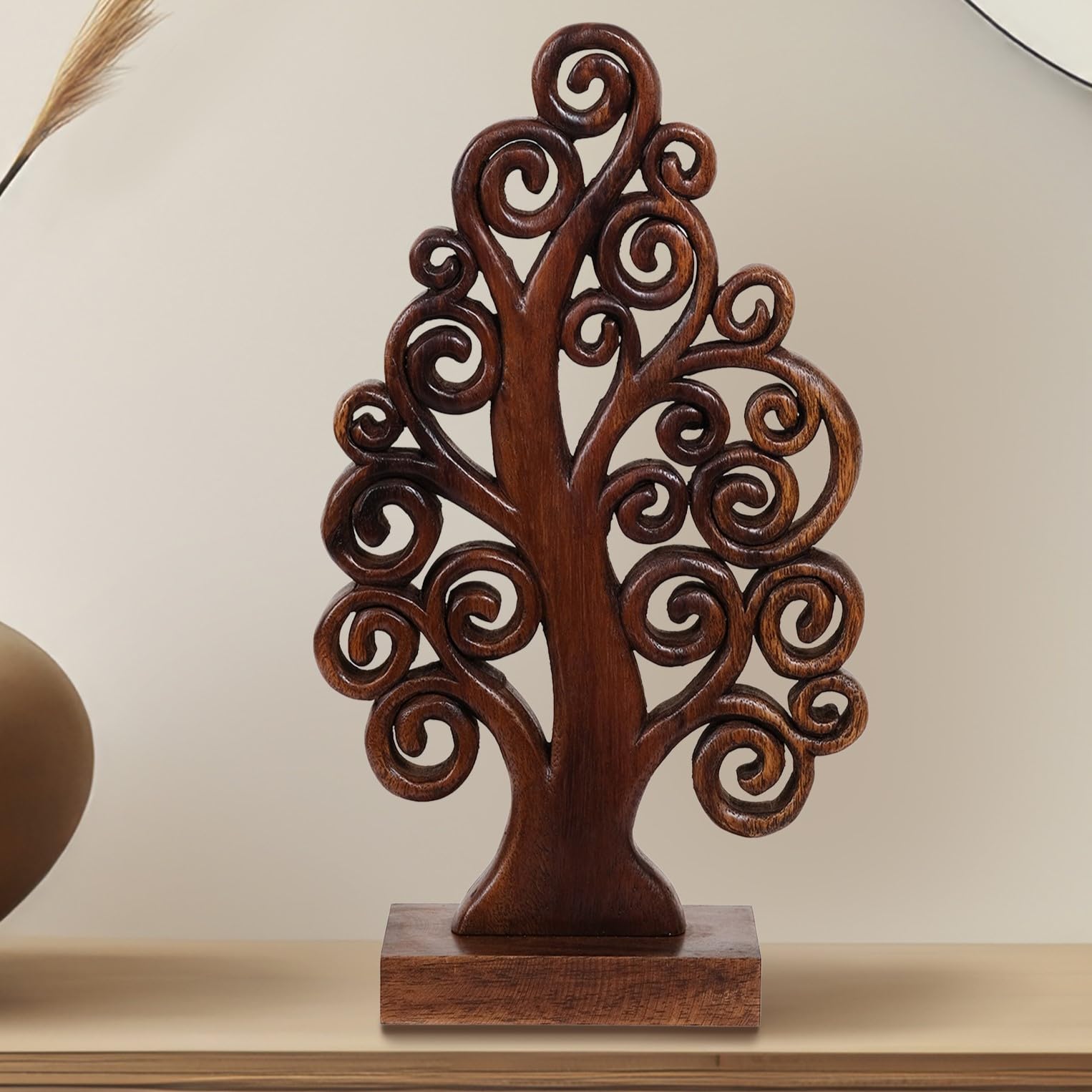 Mccaullie Tree of Life Wooden Sculpture – Handmade Art | Decozen Luxe - Decozen