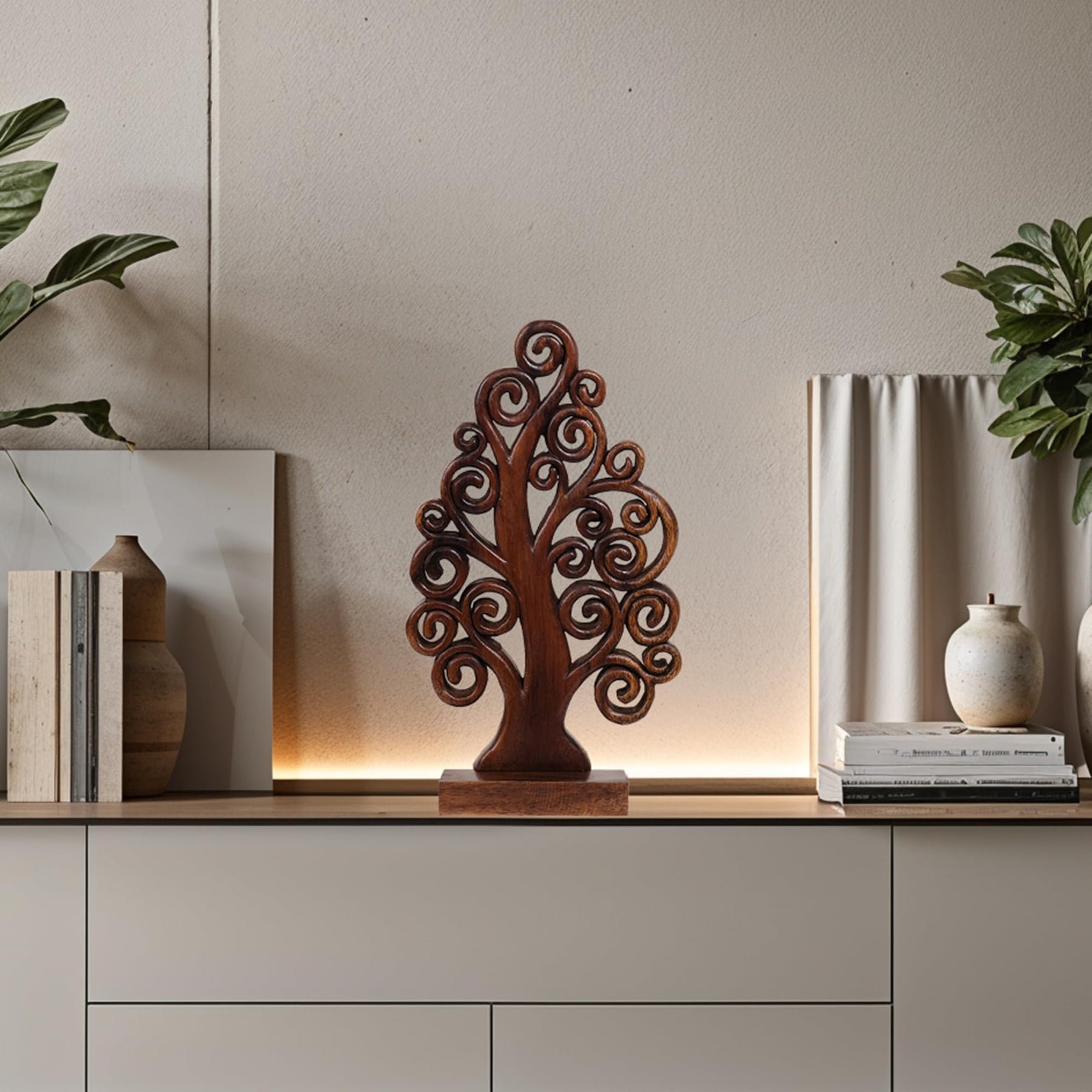 Mccaullie Tree of Life Wooden Sculpture – Handmade Art | Decozen Luxe - Decozen