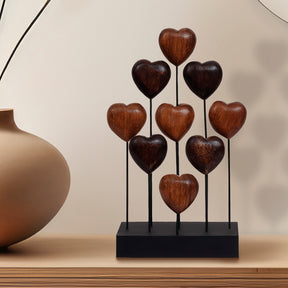 Herewardus Hearts – Handmade Wooden Sculpture, Romantic Home Decor - Decozen