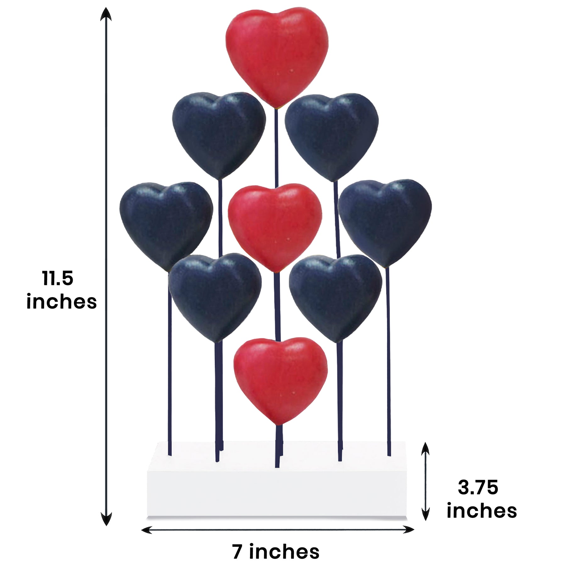 Liberty Hearts – USA Flag Wooden Sculpture, Handmade Patriotic Decor - Decozen