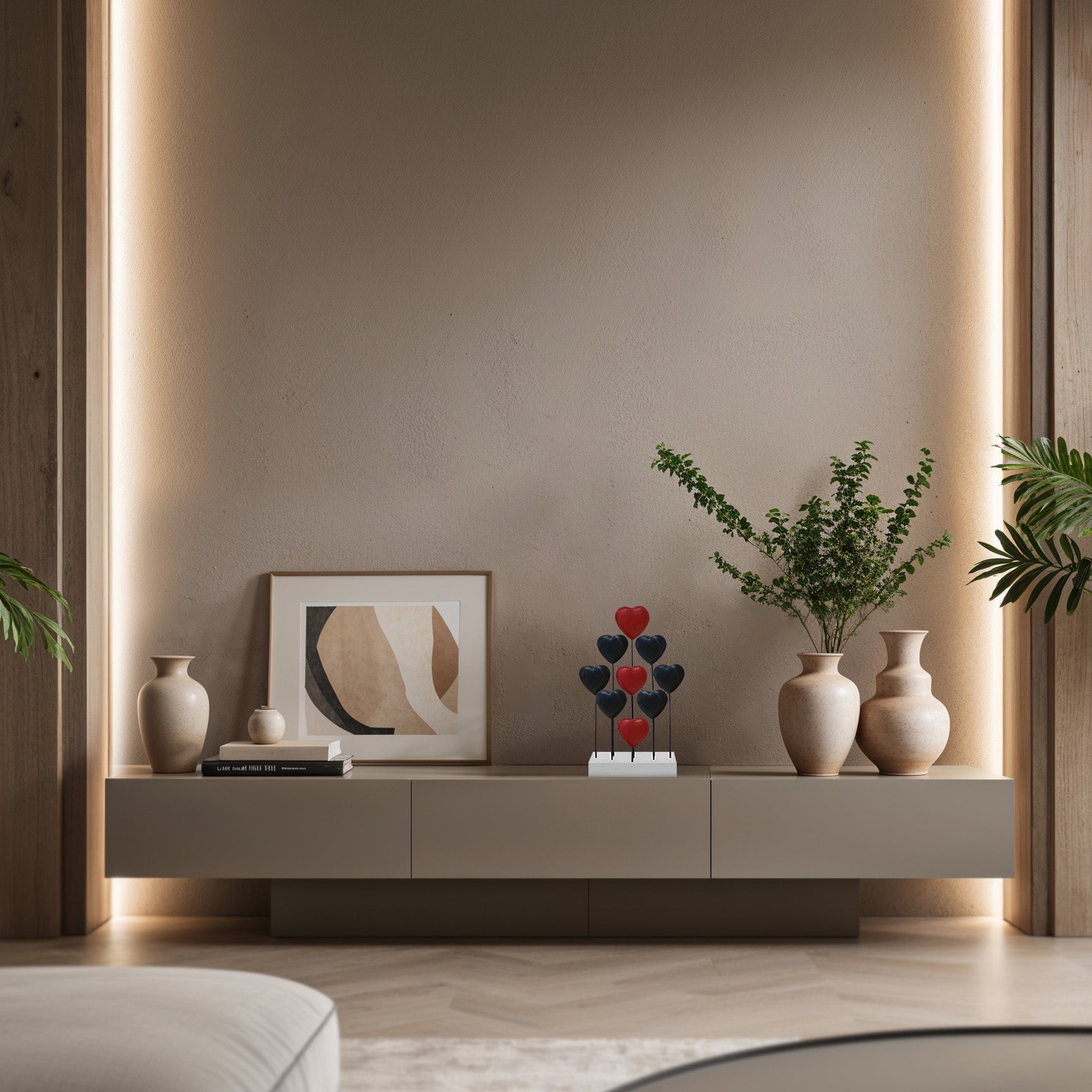 Liberty Hearts – USA Flag Wooden Sculpture, Handmade Patriotic Decor - Decozen