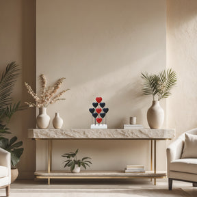 Liberty Hearts – USA Flag Wooden Sculpture, Handmade Patriotic Decor - Decozen