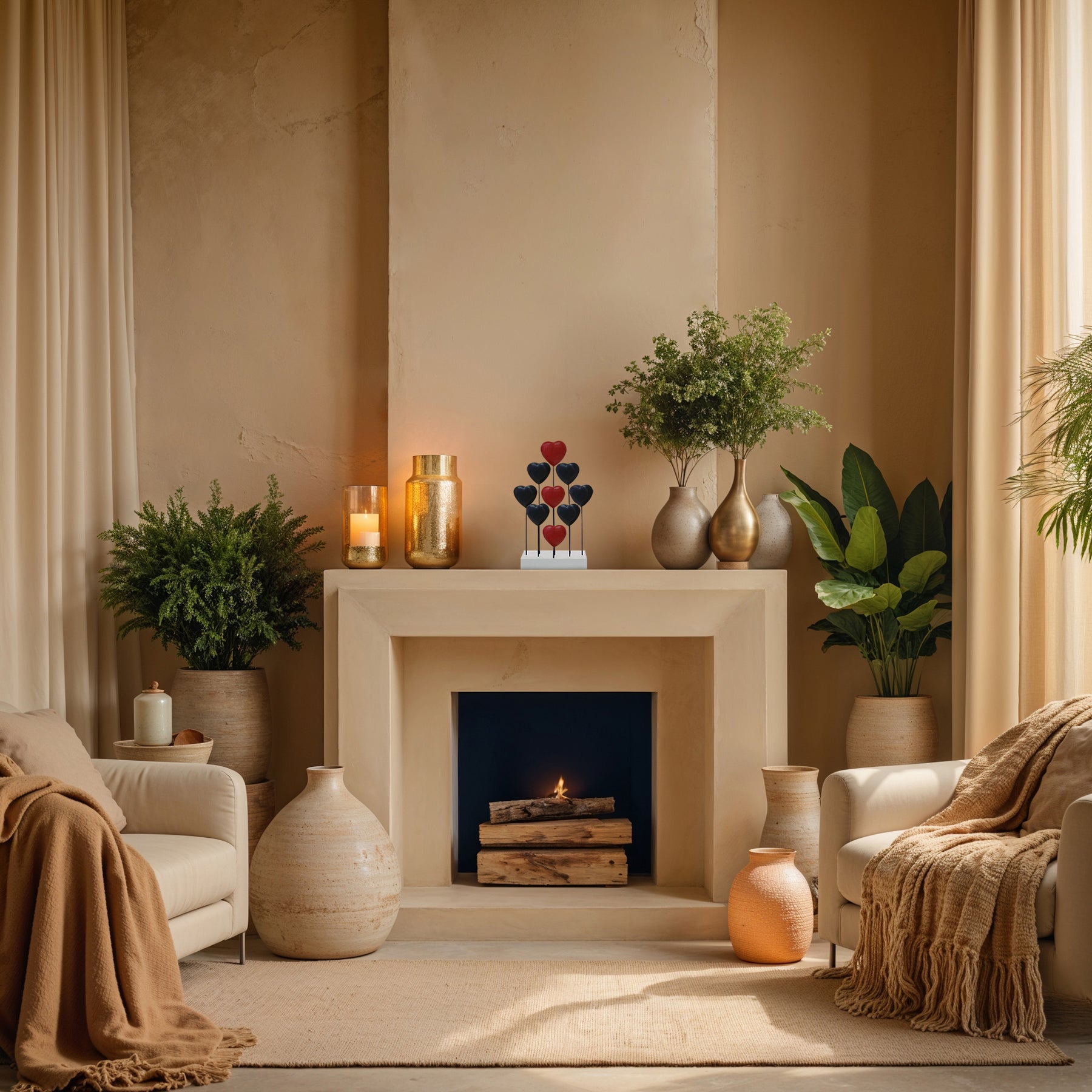 Liberty Hearts – USA Flag Wooden Sculpture, Handmade Patriotic Decor - Decozen