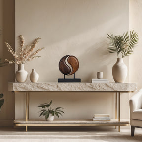 Harmony Flow – Hand Carved Yin Yang Wooden Sculpture, Artistic Home and Farm House Decor - Decozen