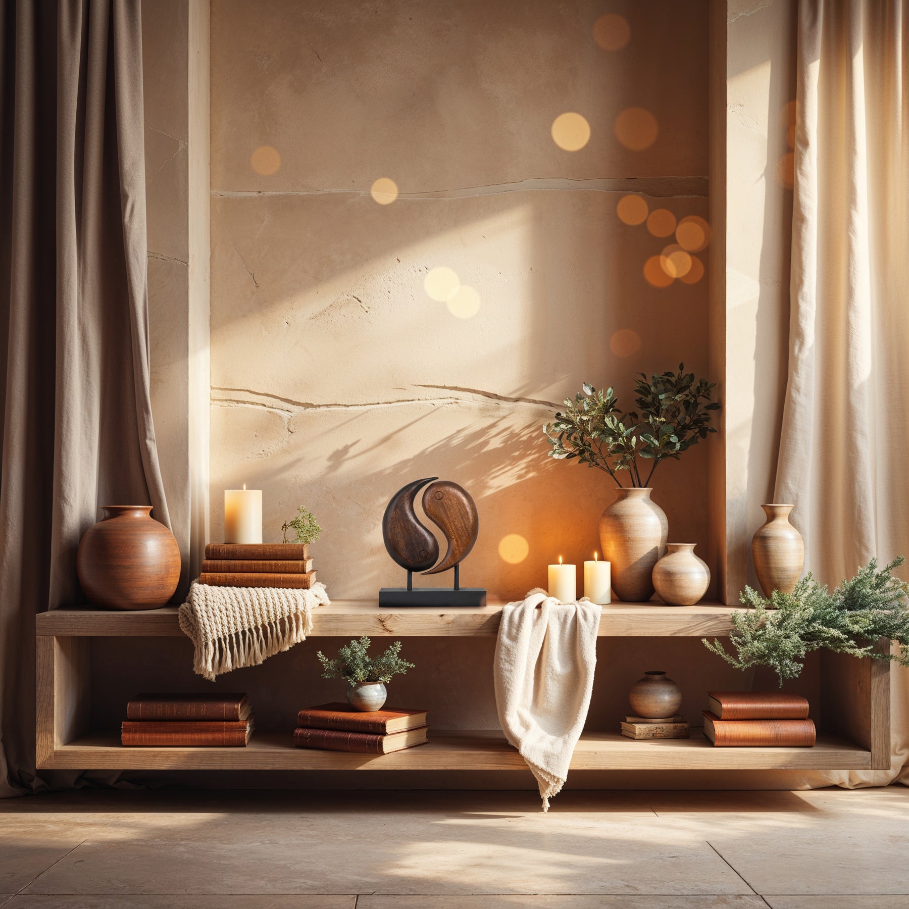 Harmony Flow – Hand Carved Yin Yang Wooden Sculpture, Artistic Home and Farm House Decor - Decozen