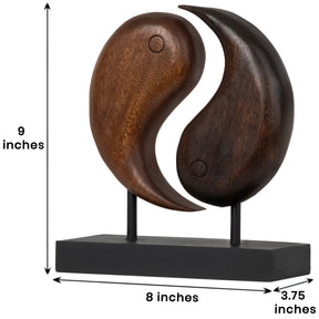 Harmony Flow – Hand Carved Yin Yang Wooden Sculpture, Artistic Home and Farm House Decor - Decozen
