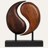 Harmony Flow – Hand Carved Yin Yang Wooden Sculpture, Artistic Home and Farm House Decor - Decozen