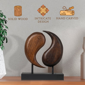 Harmony Flow – Hand Carved Yin Yang Wooden Sculpture, Artistic Home and Farm House Decor