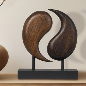 Harmony Flow – Hand Carved Yin Yang Wooden Sculpture, Artistic Home and Farm House Decor
